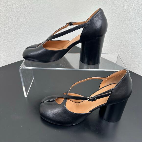 Maison Margiela Tabi Pump Heeled Sandal Split Toe Black Leather 10 US 40 EU BNIB - Picture 6 of 16